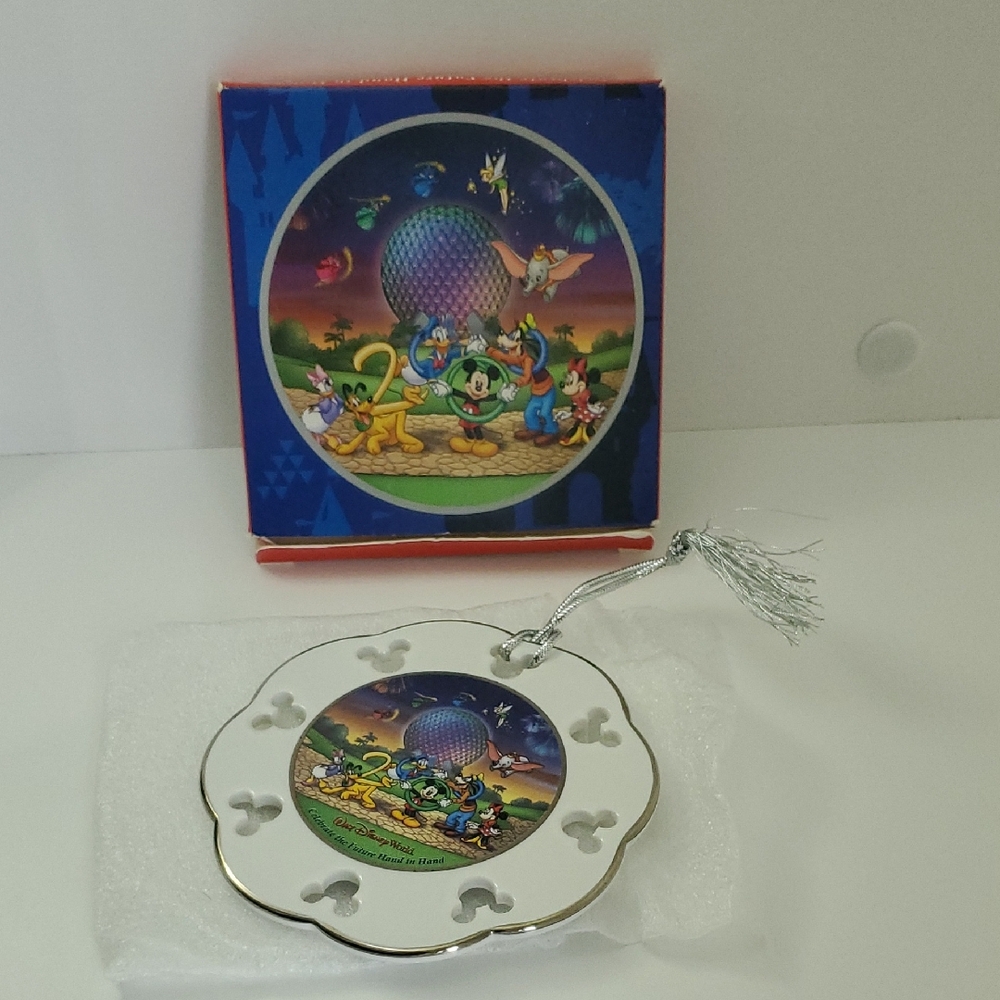 Disney White Commemorative Ornament with Silver Accents